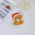 Graziosa clip per capelli a cane color ambra con cappello di Natale e trama marmorea - Teddy con Cappello di Natale (xh72)