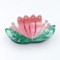 Pink and green acetate lotus flower hair claw clip with rhinestones and elegant gloss - 8.3cm / Pink Lotus
