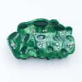 Elegant lotus acetic acid hair claw with green marble texture and sparkling rhinestones - 7.2CM / Green Lotus