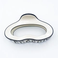 Grande molletta per capelli in acetato panna e nero con finitura lucida e denti forti - 11.2cm / Bianco Sporco