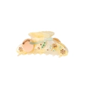 Pince à cheveux en acétate avec motif floral en cristal, tons beige et rose - Jaune