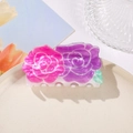 Haarklammer in Rosenform aus Acetat mit elegantem Farbverlauf in Rosa und Violett - Chinesische Rose 8.3cm
