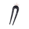 Forcina a U con trama in marmo nero e accento a stella rosa per acconciature chignon - Decorazione a stella / 15CM / Nero