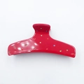 Rode acetaat haarklem met kleurrijke strassteentjes in zoete minimalistische stijl - 11cm / Rood