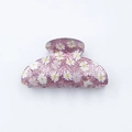 Haarklammer aus rosa Glitzer-Acryl mit weißem Gänseblümchen-Druck für Damen - 8cm / Rosa Gänseblümchen