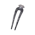 Forcina a U in acetato con motivo marmorizzato grigio scuro e dettaglio a diamante - Parte Superiore Diamante / 14.5cm / Nero Inchiostro