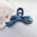 French acetate bow hair claw clip in blue marble pattern for thick hair styling - Bow Style / 11.5CM / Blue