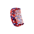 Elegant wide-tooth acetate hair comb with colorful marble texture and ergonomic shape - 10cm / Navy Blue and Red