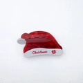 Pince à cheveux bonnet de Noël rouge pailleté avec motif de Noël blanc - Forme de chapeau de Noël / Moyen / Rouge