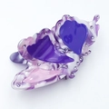 Butterfly hair claw with purple and white marble acetate finish and inlaid rhinestones - 9.3cm / Purple