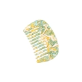U-shaped wide tooth acetate hair comb with elegant green marble pattern - 10cm / Yellow-Green