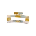 Rectangle hollow hair claw clip with translucent yellow and blue color block design - Gold Light Blue Square Clip