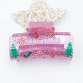 Pince à cheveux rose pailletée en acrylique avec motifs de Noël et texte Santa Baby - 8.2cm / Rose