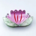 Elegant lotus flower shaped hair claw clip made of pink and green acetate with rhinestones - 8.3cm / Purple Lotus