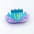 Elegant lotus flower hair claw clip in acetate with marble purple and blue rhinestones - 8.3cm / Blue Lotus
