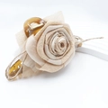 Pinza per capelli a rosa champagne in resina con base ambra e dettagli in corda vintage - 13cm / Beige