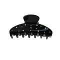 Elegant black glossy hair claw clip with sparkling rhinestones for stylish hair styling - Black with Rhinestone
