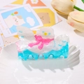 Cute acrylic bird hair claw with pink bow and translucent blue teeth for women - Bird Hairclip Style (8.3cm)