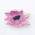Pinza de pelo de loto en acetato con textura de mármol rosa y detalles de núcleo verde - Estilo Loto h-2 (DZ0059) / 8.2cm