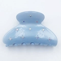 Light blue acetate hair claw clip with sparkly star rhinestones in candy color - Medium / Blue