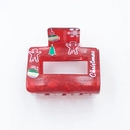 Square red Christmas hair claw clip featuring gingerbread man and tree festive patterns - 5.2cm / Red Christmas Gingerbread Man Style (DZ0086)