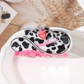 Acrylic cow print cowboy hat hair claw with pink band and red heart detail - Cowboy Hat Style (9cm)