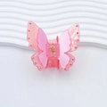Pince à cheveux papillon rose avec texture agate et strass étincelants - 7cm / Rose