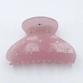 Elegant pale pink acetate hair claw clip with colorful rhinestones for women - Medium / Pink