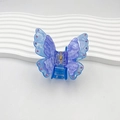 Pince à cheveux papillon double couche bleue et violette avec strass et effet marbré - 7cm / Bleu