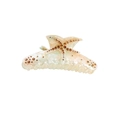 Starfish hair claw clip with cream pearl finish and sparkling amber rhinestone crystals - Beige Starfish Rhinestone Shark Clip