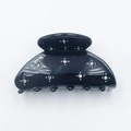 Elegant black acetate hair claw clip with star-shaped rhinestones for hair styling - 6.7cm / Black