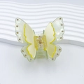 Pince à cheveux papillon double couche vert clair et jaune avec strass étincelants - 7cm / Jaune-vert