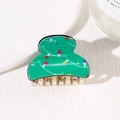 Christmas green acrylic hair claw clip with colorful light bulb print and gold teeth - Color Light Style (3.8cm)