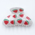 Translucent white PVC hair claw clip with colorful watermelon slices pattern design - Watermelon Style