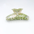 Marbled green acetate hair claw clip with crystal starfish accent for elegant updos - Green Gradient Starfish Rhinestone Shark Clip