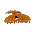 Christmas reindeer hair claw clip with snowman patterns in amber acetate finish - Reindeer Style