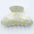 Translucent white hair claw clip with yellow lemon print for summer styling - Lemon Style