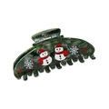 Pince à cheveux en acétate marbré vert avec motifs festifs de bonhomme de neige - Style Bonhomme de Neige Vert Foncé