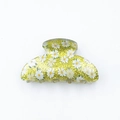 Gelbe Glitzer-Haarklammer mit weißem Gänseblümchen-Druck aus robustem Acryl-Material - 8cm / Gelbes Gänseblümchen