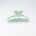 Blue and green marbled starfish hair claw clip with sparkling rhinestones for women - Teal Starfish Rhinestone Shark Clip