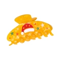 Pince à cheveux de Noël en acide acétique jaune avec bonnet de Noël et étoiles - Style Bonnet de Noël Jaune