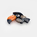 Elegante pinza per capelli a forma di tucano in acetato marmorizzato nero arancio - Nero 11.4cm