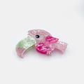 Pinza per capelli a forma di pappagallo in acetato marmorizzato rosa e verde con ali - Rosa 11.4cm