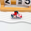 Eleganter PVC-Haarklammer mit tropischem Hibiskusblüten- und grünem Palmenblatt-Aufdruck - 6cm / Rosa