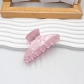 Pink marble texture acrylic hair claw clip for medium ponytails with stylish wave pattern - Water Ripple-Light Pink / 8.5cm