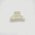 Pinza per capelli crema traslucida con stampe di sole giallo per eleganti acconciature - Sole / 8cm