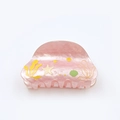 Pinza para el pelo rosa translúcida con motivos de estrellas de mar y algas amarillas - Rosa 8cm