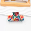 Große Haarklammer aus PVC mit buntem Blumenmuster für dickes Haar Styling - 8.3cm / Dunkelorange Blumen