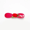 Eleganter roter Haarclip aus Acetat mit Stoff-Kamelie und goldenem Glitzer-Finish - Rot