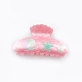 Pinza para el pelo de acrílico jaspeado rosa con motivos de conchas y estrellas de mar - 7,8 cm / Rosa
